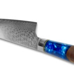 67 Layers 8 Inch Bread Damascus Kitchen Knife VG10 Blade Blue Resin & Stabilizede Wood-J009 - Image 3